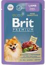 Влажный корм для собак мини пород с чувствительным пищеварением Brit Premium ягненок-морковь в соусе, 85г