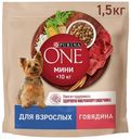 Сухой корм Purina One Мини с говядиной-рисом повседневный для собак 1,5 кг