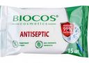 Влажные салфетки антисептические Biocos cosmetics Antiseptic, 15 шт.