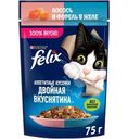 Влажный корм для кошек Felix Двойная вкуснятина с лососем и форелью в желе, 75г