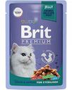 Корм для стерилизованных кошек влажный Brit Premium Утка с яблоками в желе, 85 г