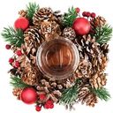 Подсвечник новогодний с шишками и красными ягодами, 16×16см