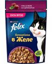 Корм для взрослых кошек влажный Felix Sensations Утка в желе со шпинатом, 75 г