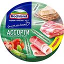 Сыр плавленый Hochland Зеленое ассорти - Cливочный, C беконом, C ветчиной по-итальянски, C томатами и зеленью 50%, 140г