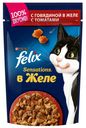 Влажный корм Felix Sensations для взрослых кошек с говядиной и томатами в желе 85 г