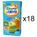 Сок яблочно-грушевый с мякотью без сахара «ФрутоНяня», с 5-ти мес, 200 мл  (18 шт)