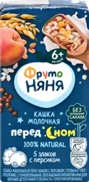 Кашка мультизлаковая ФРУТОНЯНЯ молочная, с персиком и пребиотиками, с 6 месяцев