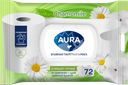 Бумага туалетная влажная AURA Nice с ромашкой, 72шт