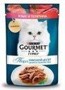Корм для кошек Гурмэ Перл Мясной дуэт нежное филе в соусе 75г со вкусом языка и телятины