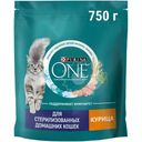 Сухой корм Purina One для стерилизованных домашних кошек с курицей, 750г