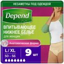 Впитывающее нижнее белье Depend для женщин L-XL, 9шт
