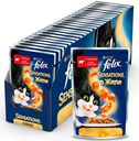 Корм Felix Sensation для кошек, с говядиной в желе с томатами, 85 г