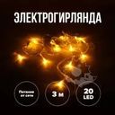 Электрогирлянда, 3 м, 20 LED, в ассортименте