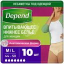 Впитывающее нижнее белье Depend для женщин M-L, 10шт
