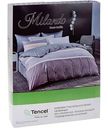 Комплект постельного белья семейный Milando Полосы с узором тенсель цвет: серый/приглушённый лиловый, 5 предметов