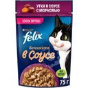 Влажный корм для кошек Felix Sensations с уткой в соусе с морковью, 75г