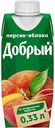 Нектар Добрый Персик-яблоко, 0,33 л
