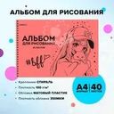 Альбом для рисования, 40 листов, пластиковая обложка, на спирали, в ассортименте