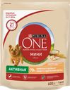 Корм сухой для взрослых собак PURINA ONE Mini Активная Курица и рис, 600г