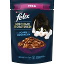 FELIX® Мясные Ломтики. Корм консервированный полнорационный для взрослых кошек, с уткой, Пауч, 75г