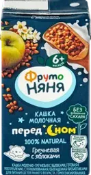 Кашка гречневая ФРУТОНЯНЯ молочная, с яблоком и пребиотиками, с 6 месяцев