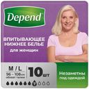 Впитывающее нижнее белье Depend для женщин M-L, 10шт