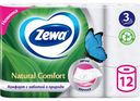 Бумага ZEWA Natural Comfort туалетная с тиснением и перфорацией 12 рулонов 3 слоя