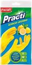 Перчатки хозяйственные PACLAN Practi, с ароматом лимона, размер M, резиновые, желтые