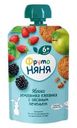 Пюре фруктовое детское ФрутоНяня Яблоко, земляника, ежевика и овсяное печенье с 6 месяцев, 90г