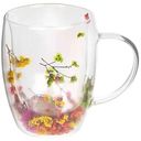 Кружка стеклянная с двойными стенками и сухоцветами цвет: ассорти, 300мл