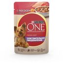 Корм для собак Purina ONE Мини Чувствительное пищеварение влажный с лососем рисом и морковью для мелких пород, 85 г