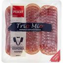 Колбаса сырокопчёная Ремит ассорти Trio Mio для бутербродов и мясной тарелки, нарезка, 100 г