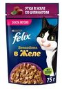 Корм влажный Felix Sensations для взрослых кошек с уткой в желе со шпинатом, 75г