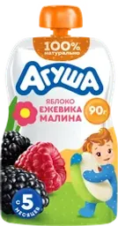 Пюре фруктово-ягодное детское АГУША Яблоко, ежевика, малина, с 5 месяцев