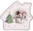 Тарелка керамическая Agness С Новым Годом! в форме домика Снеговик, 23,5×19×2,5 см