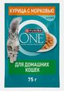Влажный корм для домашних кошек с курицей и морковью Purina ONE 75г