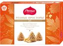 РОДНЫЕ ПРОСТОРЫ. АРАХИС И ВАФЕЛЬНАЯ КРОШКА. КОНФЕТА ГЛАЗИРОВАННАЯ ШОКОЛАДНОЙ ГЛАЗУРЬЮ C КОРПУСОМ НА ОСНОВЕ ЖИРОВ С АРАХИСОМ.