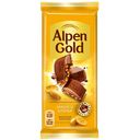 Шоколад молочный Alpen Gold, арахис и кукурузные хлопья, 80г/85г