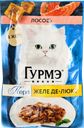 Корм влажный для взрослых кошек ГУРМЭ Желе Де-Люкс с лососем, 75г