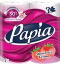Туалетная бумага PAPIA Клубничная мечта 3-слойная, 4рулона