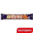 Батончик шоколадный PICNIC арахис, изюм, вафли, карамель, воздушный рис, 76 г 