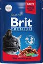 Корм консервированный для взрослых кошек BRIT Premium Говядина и горошек в соусе, 85г