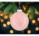 Ёлочное украшение Шар с сердцем розовый, стекло, 8см