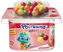 Йогурт Растишка с клубникой со злаковым драже в цветной глазури со вкусом банан-апельсин 3% БЗМЖ 116г