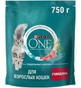Сухой корм Purina One для кошек с говядиной, 750г