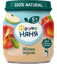 Пюре ФрутоНяня Яблоко, персик, с 5 месяцев, 100 г