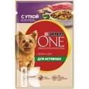 Корм PURINA ONE МИНИ утка-паста-зелёная фасоль в подливе для активных собак мелких пород, 85г