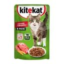 Влажный корм для кошек, Kitekat, говядина в желе, 85 г