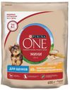 Корм для щенков Purina ONE mini сухой для мелких пород курица и рис, 600 г
