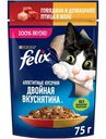 Влажный корм для кошек Felix Двойная вкуснятина с говядиной и домашней птицей в желе, 75г